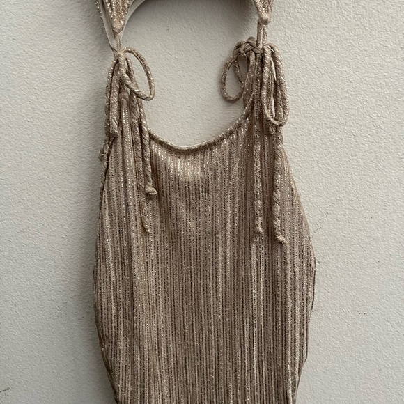 May Pink Cut Sparkly Gold Dress - Picture 3 of 5